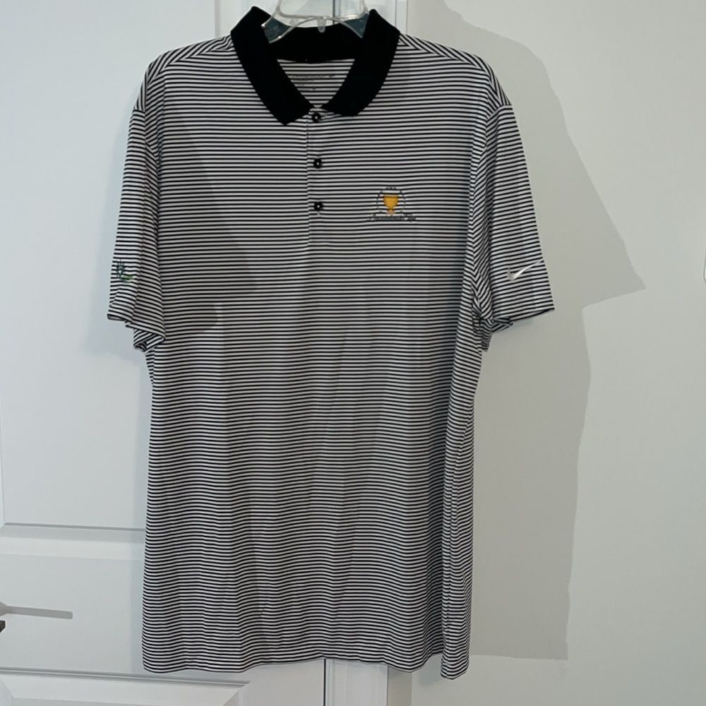 Nike Dri Fit black stripe The Presidents Cup Golf Polo Shirt XL men’s standard